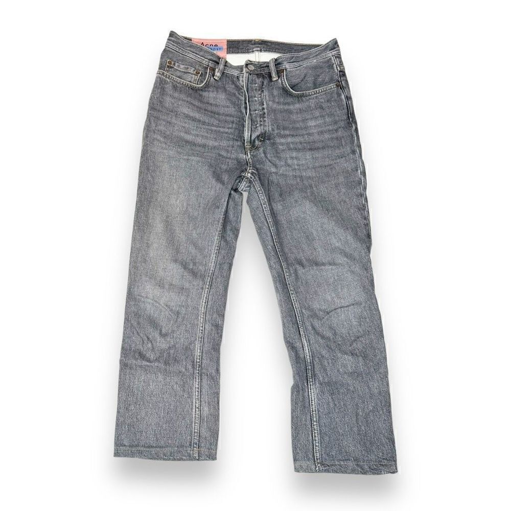 Acne Studios Blå Konst Gray Denim Straight Leg Button Fly Cropped Jeans Size 26